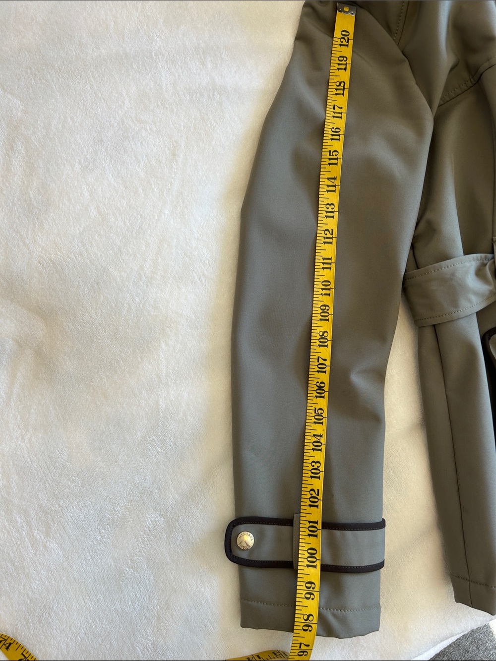 Michael Kors Women’s Softshell Olive Green Belted Jacket With Hidden Hood Size M - Picture 8 of 11